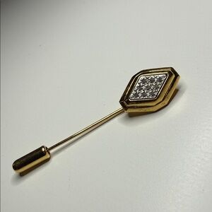 Avon Gold tone and pave rhinestone Geometric Brooch Pin hat pin stick pin